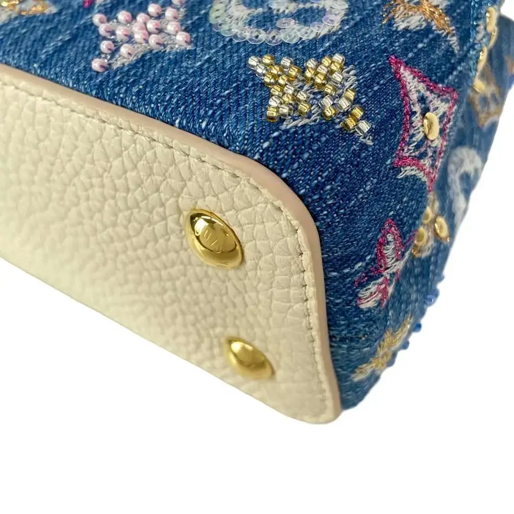 Louis Vuitton Capucines MINI Others Handbag M12947 Denim Blue Cream Denim